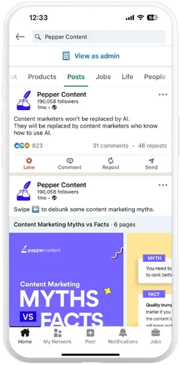 Pepper Content LinkedIn posts